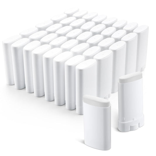Wesiti 100 Pcs Plastic Empty Deodorant Containers 1/2 oz Travel Deodorant 15ml Refillable Containers Tubes Oval Lip Balm Tubes for Lip Balm DIY (White)