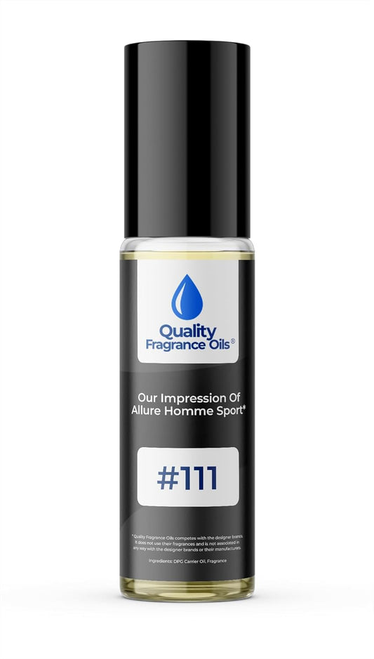 Quality Fragrance Oils' Allure Homme Sport Impression #111 | Long-Lasting Perfume Oil, Alcohol-Free, Strong Scent, 10ml Roll-On | Affordable Alternative to Designer Fragrances