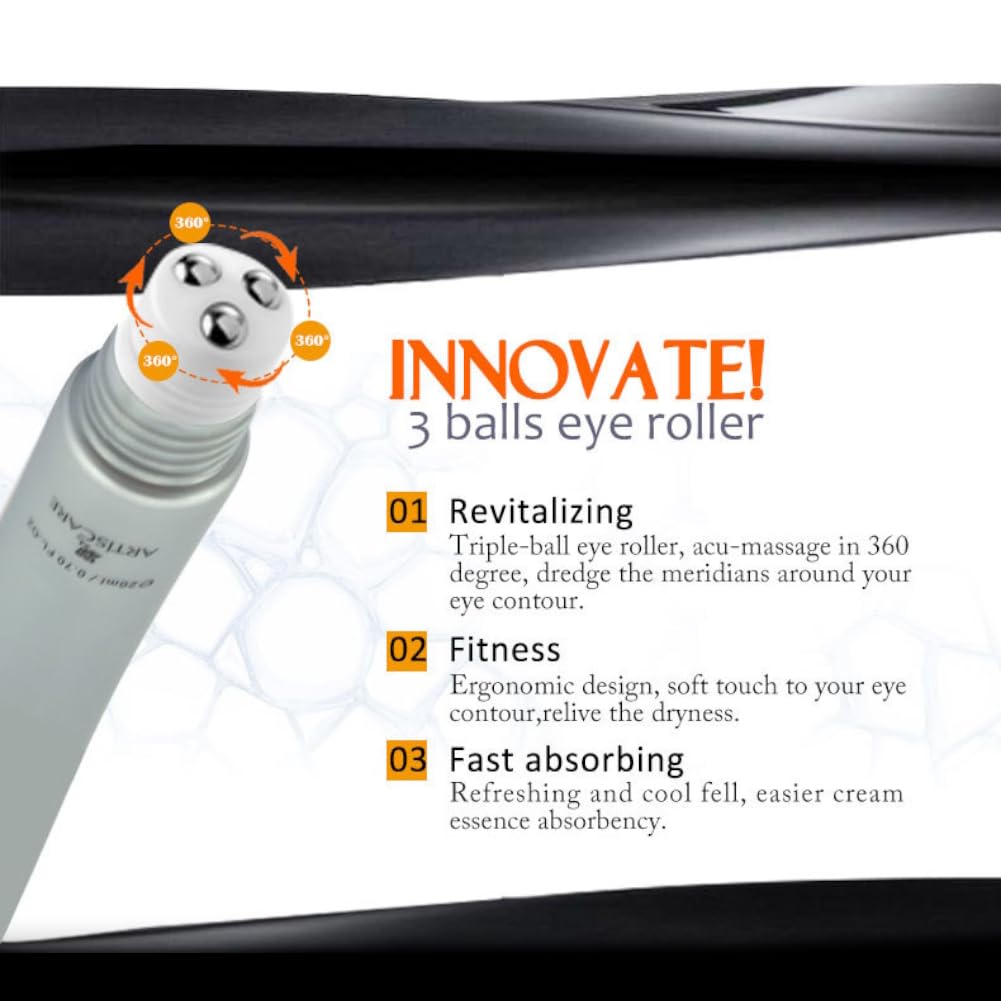 Peptide Under Eye Roller Serum With Roller Balls For Dark Circles And Puffiness | Massage Ball Cream for Fine Lines and Wrinkles | Hydrates Brightens Under Eye Area Restores Skin Firmness (PEPTIDE)