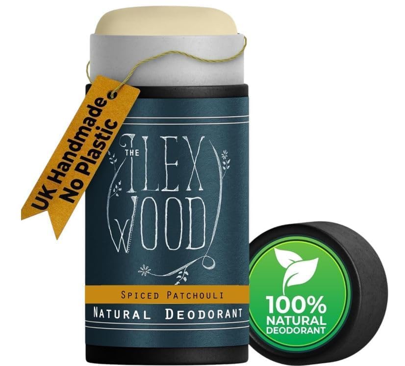 The Ilex Wood - Spiced Patchouli Woody Natural Deodorant - 2.4 fl oz. Natural Deo in Recyclable Cardboard Tube, Vegan, no Plastic, no Alcohol, no Toxins, no Aluminium Salts & Cruelty Free for Women & Men