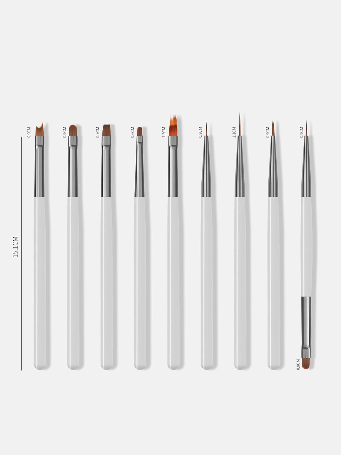 Nail Art Brushes Set, 9pcs Nail Design Painting Brushes, Professional Nail Art Design Brushes, Nail Fine Liner Brushes,Gray