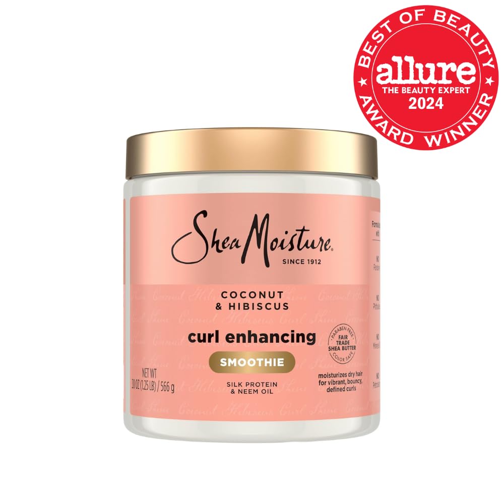 SheaMoisture Curl Enhancing Smoothie Hair Cream Coconut and Hibiscus for Thick, Curly Hair Sulfate Free and Paraben Free Curl Cream 20 oz