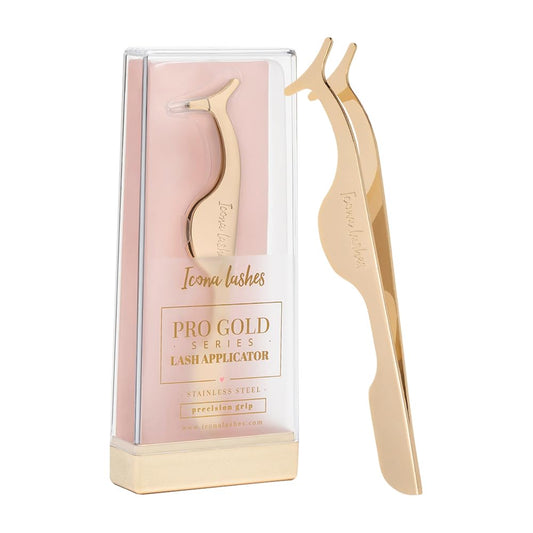 Eyelash Applicator for False Eyelashes & Lash Extensions || 24K Gold Plated Stainless Steel with Contoured Tip for Precise Application & Ergonomic Handle for Comfortable Grip