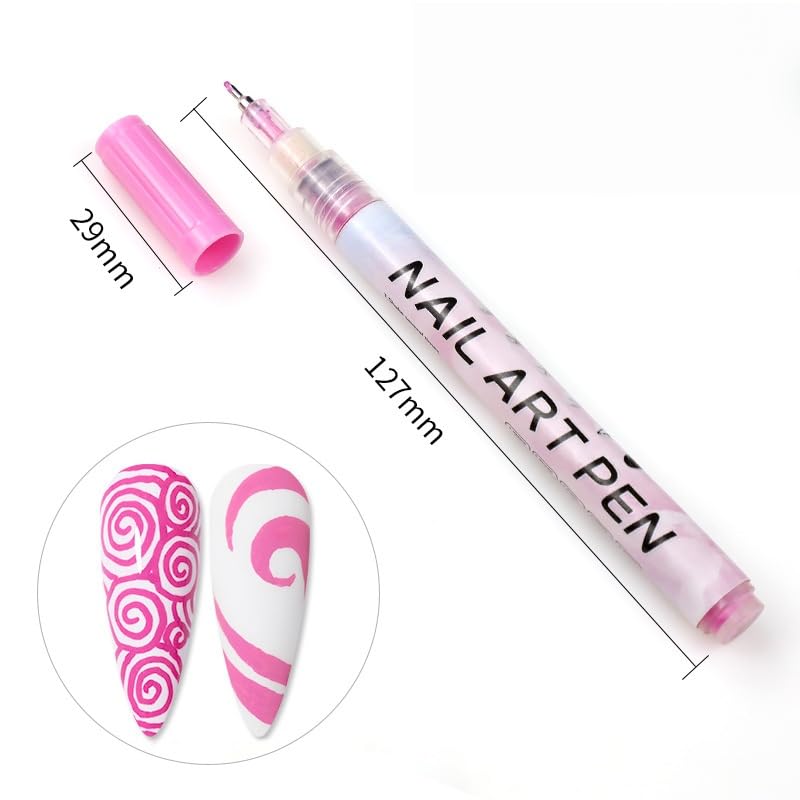 Nail Polish Pen, 1 PCS Nail Art Pen, Nail Pencil, DIY Drawing Painting Pen, for Nails DIY (Pink 0.5mm)