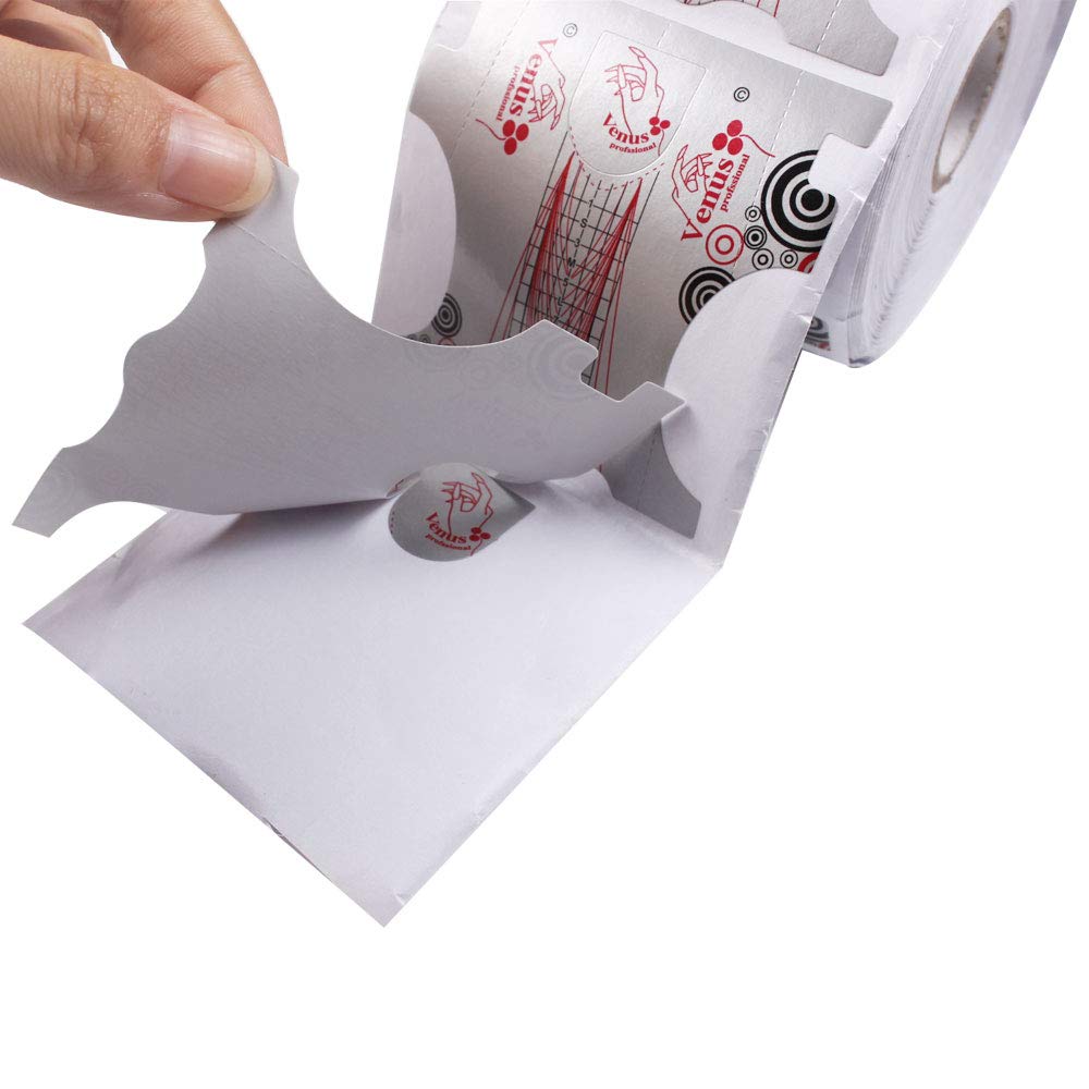 500Pcs Nail Form, Nail Art Guide Stickers for Acrylic UV Gel Nail Tips Manicure Extension Tool (1 Roll / 500 PCS - Sliver)