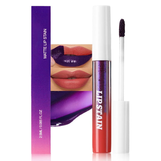 evpct Brownsih Red Peel Off Lip Stain Tints, Liquid Lipstick Lip Stain Long Lasting Waterproof for Women, Non-stick Cup Lipstick Peel Off Highly Pigmented Not Faded Smudge-proof Easy to Apply, 05