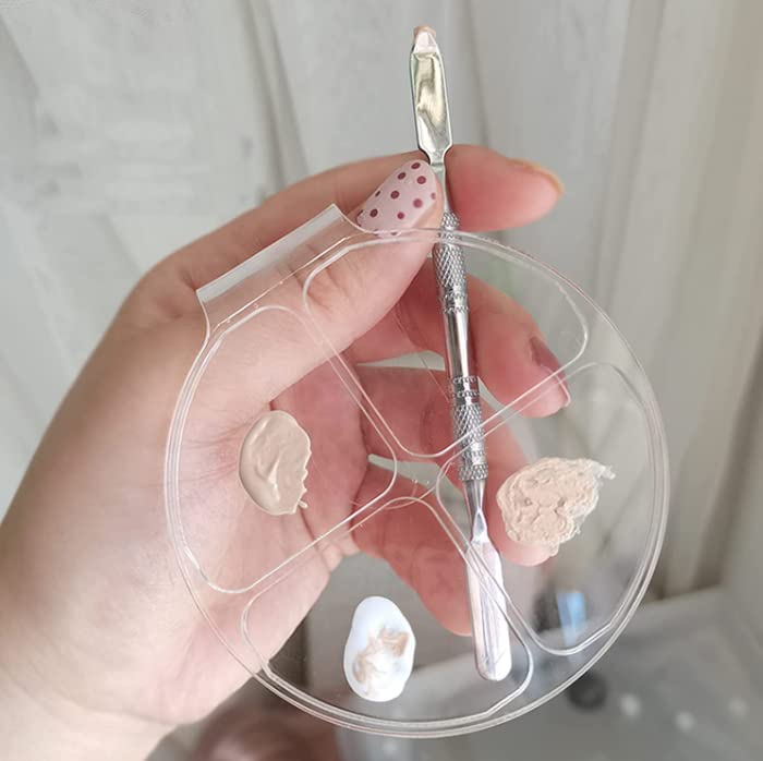 HLLMX 2 PCS Handheld Makeup Mixing Tray Hand Makeup Mixing Palette Acrylic Nail Art Manicure Palette Clear Foundation Palette Eyeshadow Makeup Hand Palette for Mixing Foundation