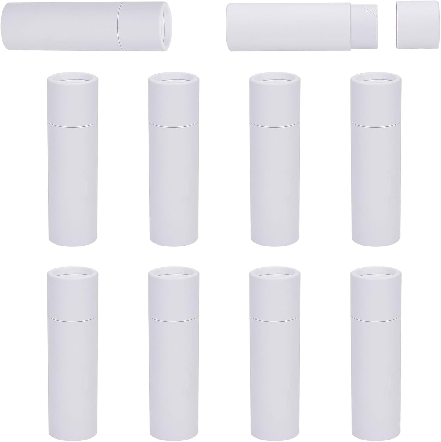 NICENEEDED 10 Pcs Paperboard Lip Balm Tubes, 0.6 Oz Kraft Paper Lipstick Tube, Cardboard Empty Deodorant Container Solid Perfume Tube Cosmetic Box for DIY Chapstick Deodorant Crayon