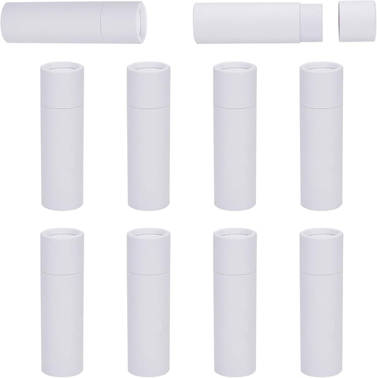 NICENEEDED 10 Pcs Paperboard Lip Balm Tubes, 0.6 Oz Kraft Paper Lipstick Tube, Cardboard Empty Deodorant Container Solid Perfume Tube Cosmetic Box for DIY Chapstick Deodorant Crayon