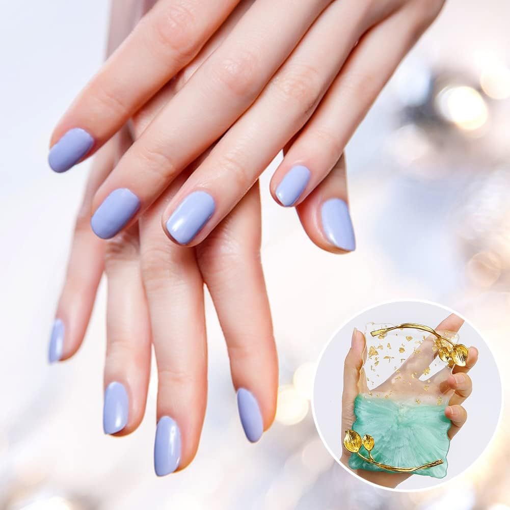 Resin Nail Art Palette, Nail Art Painting Palettes with Nail Palette Stirring Rod Gold Edge Nail Holder Nail Art Display Board Fashion Delicate Nail Tool Accessories, Type 4