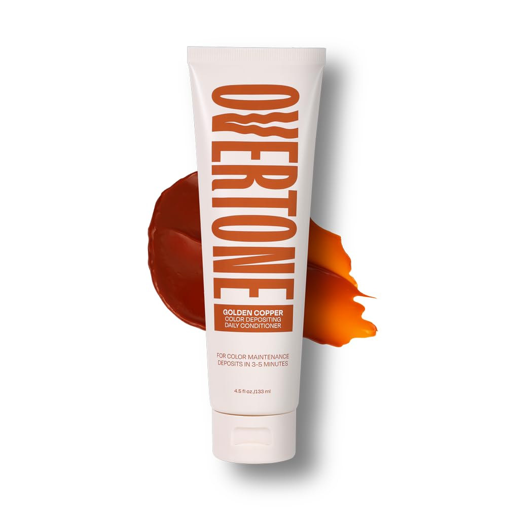 oVertone Daily Color Depositing Conditioner for Dyed & Natural Hair - 4.5oz Temporary Coloring with Shea Butter & Coconut Oil - Refresh Color & Prevent Fading - Vegan & Cruelty-Free, Golden Copper