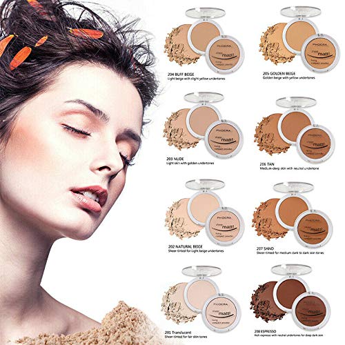 AQUAPURITY PHOERA Sheer Matte Compact Powder Fixing Powder Makeup Base Fixer Setting Powder Foundation Fixing Compact Pressed Powder Long Lasting Make Up Fixer Skin Vitamin E Beauty Blender (203 NUDE)