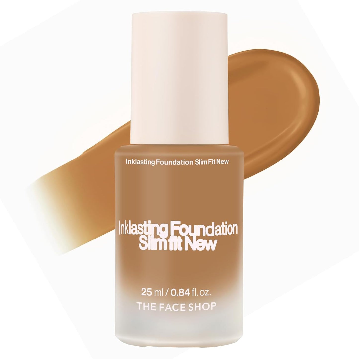 THE FACE SHOP Ink Lasting Liquid Foundation, Full Coverage, 72‑Hour Wear Semi‑Matte Finish, Makeup with Bakuchiol, W410 Walnut, 0.84 Fl. Oz.