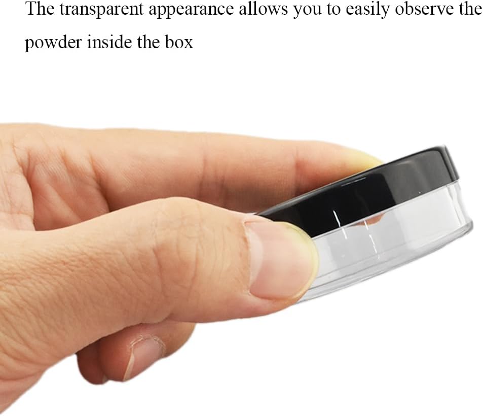 HAHIYO 2P 10ml/0.34oz Plastic Empty Travel Powder Container Small Loose Powders Compact Case Makeup Cosmetic Jar Refillable Powders Box No Leak Powder Holder with Rotatable Sifter and Black Screw Lid