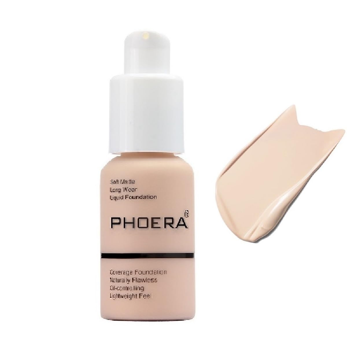 PHOERA Foundation,Flawless Soft Matte Liquid Foundation Oil Contro Concealer Long-Lasting Waterproof Full Coverage Foundation Makeup .(1Pcs-101# Porcelain)