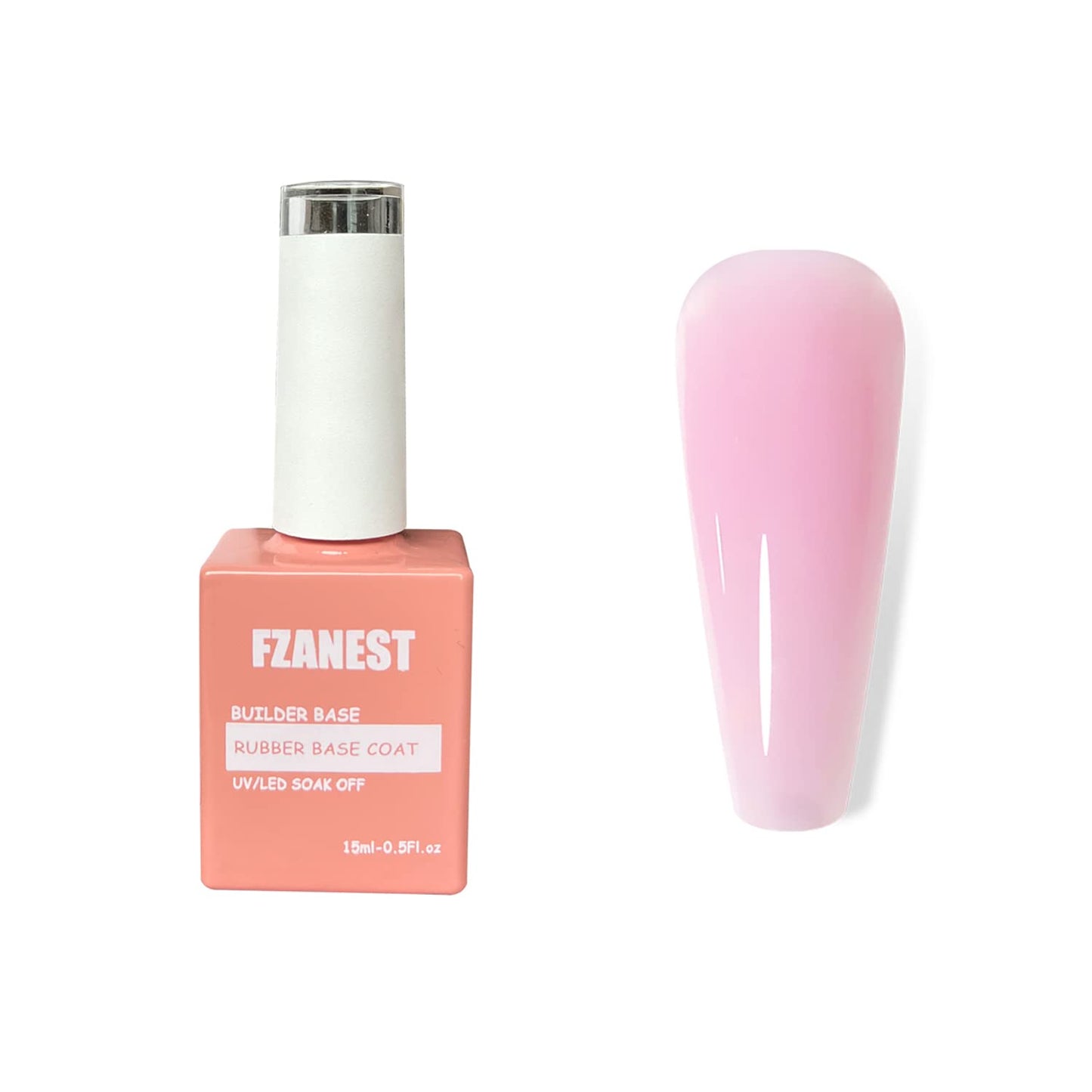 FZANEST Natural Nude Pink Gel Polish Rubber Base Builder Gel, Elastic Base Coat, Quick Extension
