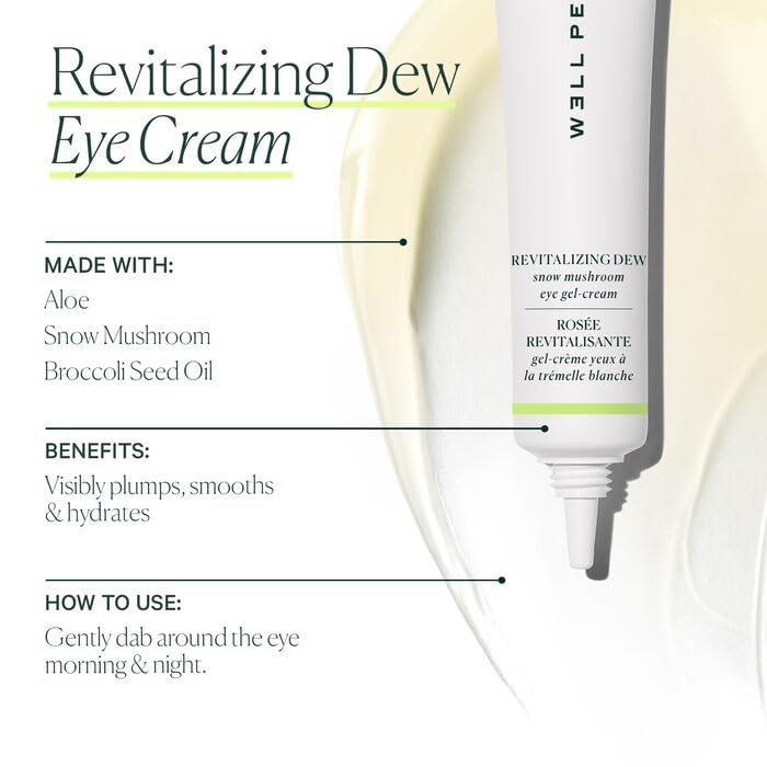 Well People Revitalizing Dew Snow Mushroom Eye Gel-Cream, Gel-based Eye Cream For Moisturizing Undereyes, Targets Fine Lines, Vegan & Cruelty-free (Pack of 2)