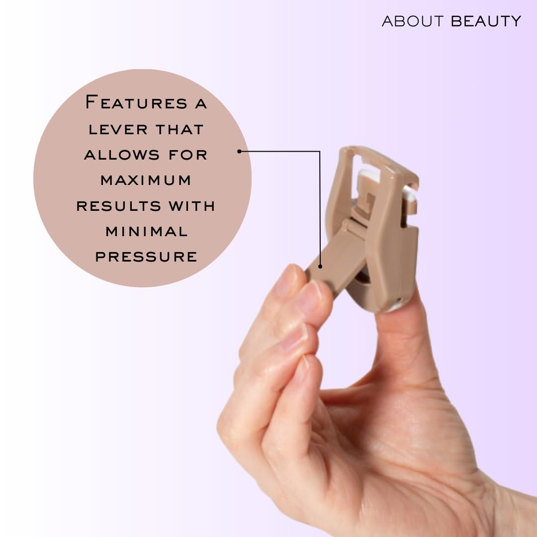 On-The-Go Compact Eyelash Curler, Includes 1 Replacement Pad, Portable Lash Curler Perfect for Travel Makeup, Ergonomic Design is Gentle on Lashes