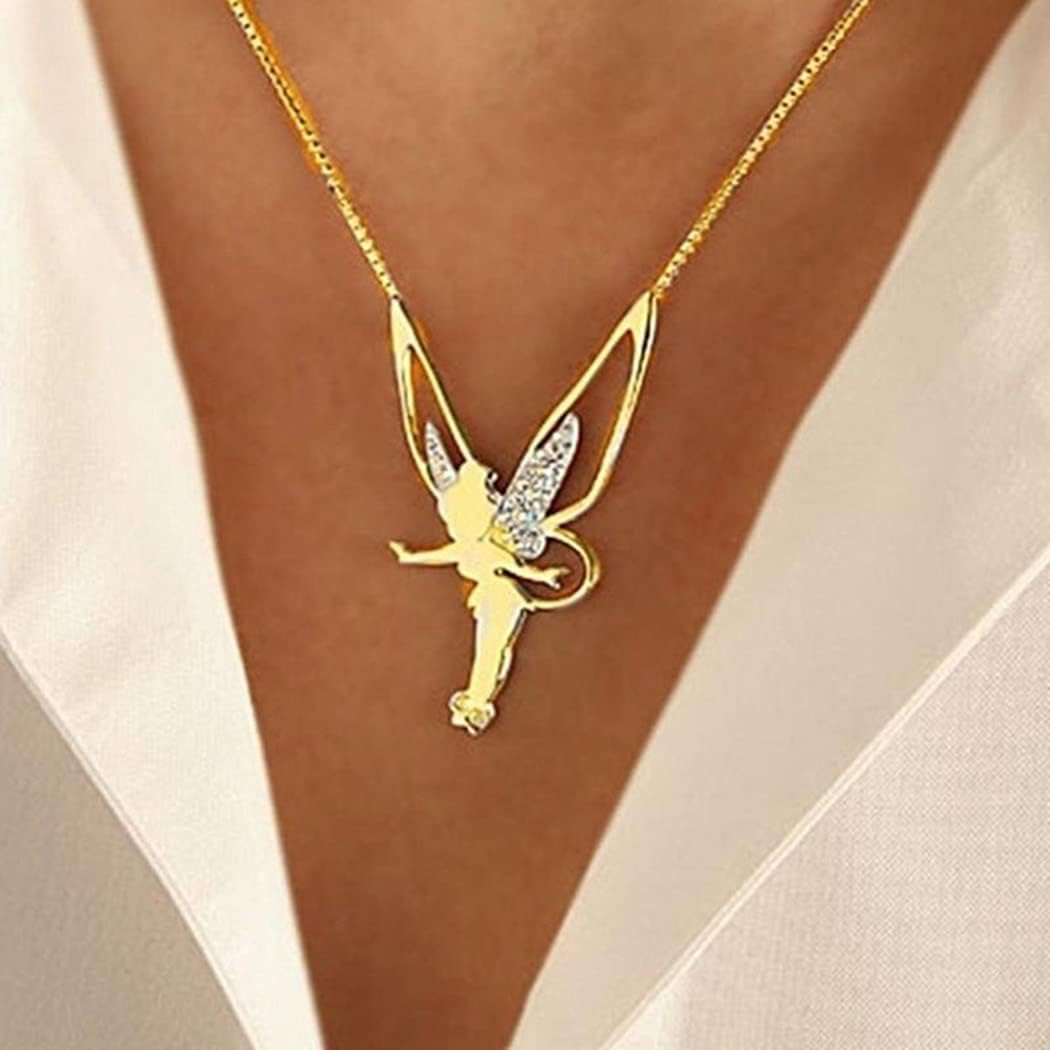 Fairy Pendant Necklace Delicate Gold Angel Necklace Chain Jewelry for Women Girls Gift