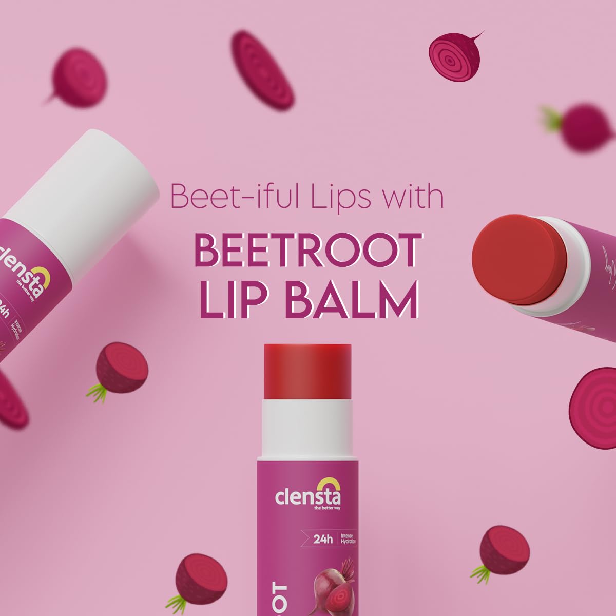Clensta Beetroot SPF 30 Tinted Lip Balm | Hydrating & Moisturizing Lip Care with Hyaluronic Acid | Broad Spectrum Lip Sunscreen | 4.5g