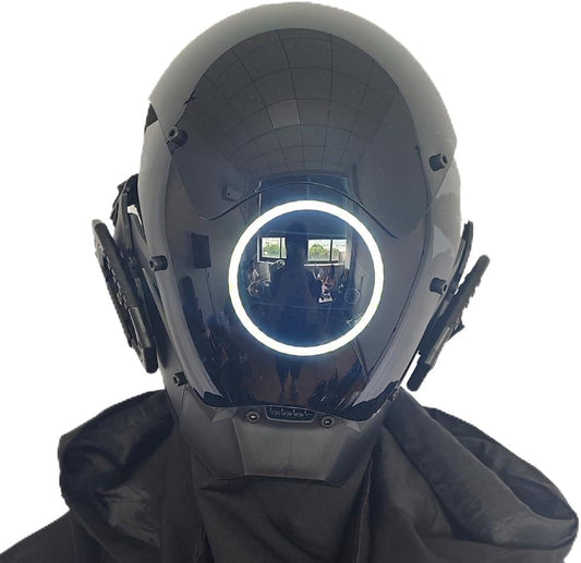 KYEDAY Punk Mask Cosplay for Men, LED Round Light Mask for Women Cosplay Halloween Fit Party Music Festival Accessories