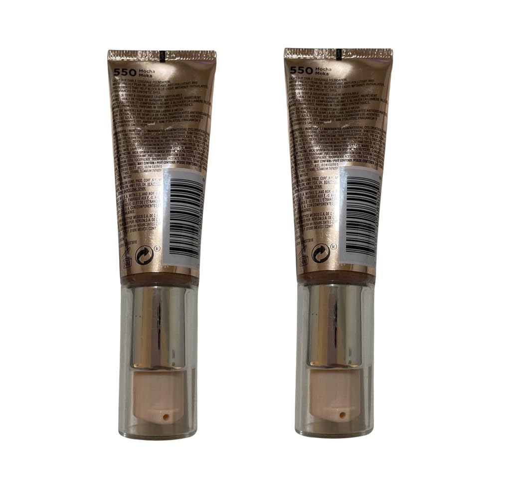 Pack of 2 Revlon Photoready Candid Glow Moisture Glow Anti-Pollution Foundation, Mocha 550