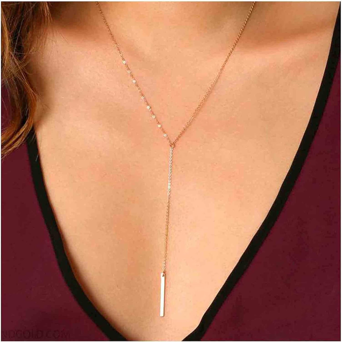 Boho Long Bar Necklace Choker Y Lariat Necklace Chain Minimalist Drop Necklace Jewelry for Women and Girls