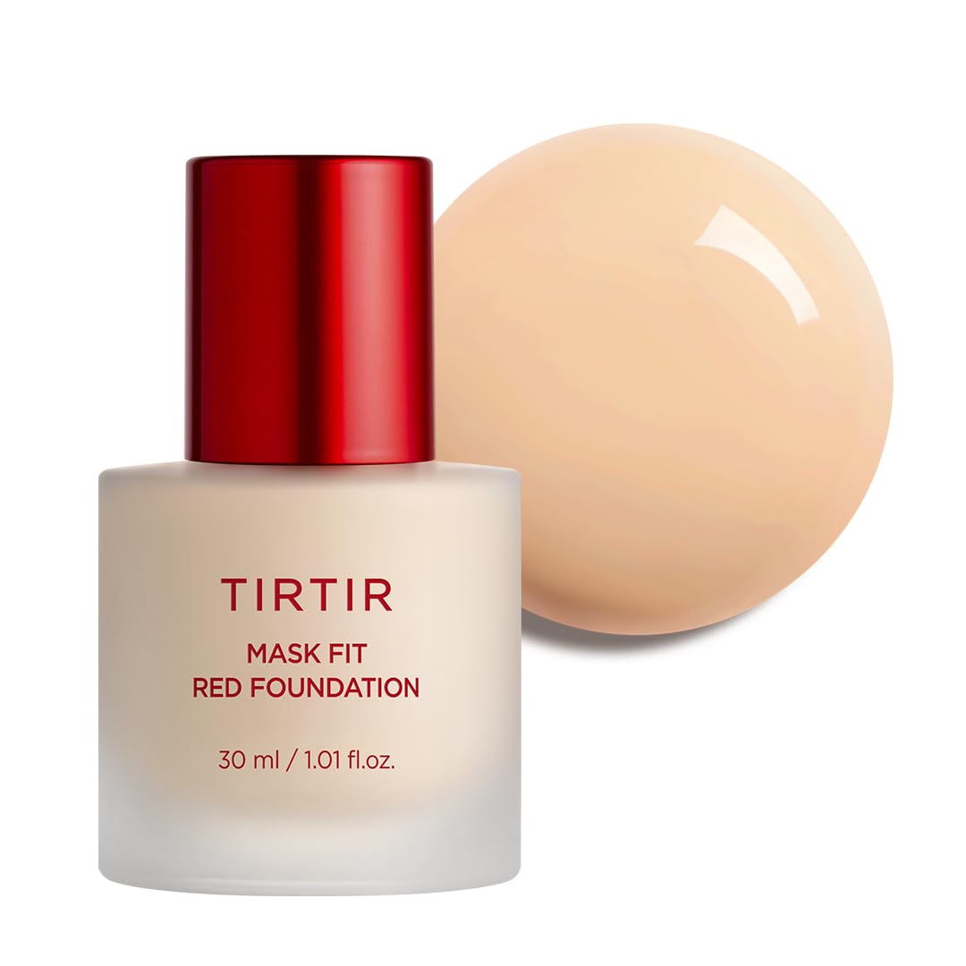 TIRTIR Mask Fit Red FoundationㅣLong Lasting Flawless Coverage, Energy Essence, Lightweight, Hydrating, Pore-Blurring, Breathable Satin Finish, Makeup, Radiant Skin, #21N Ivory, 1.01 Fl Oz