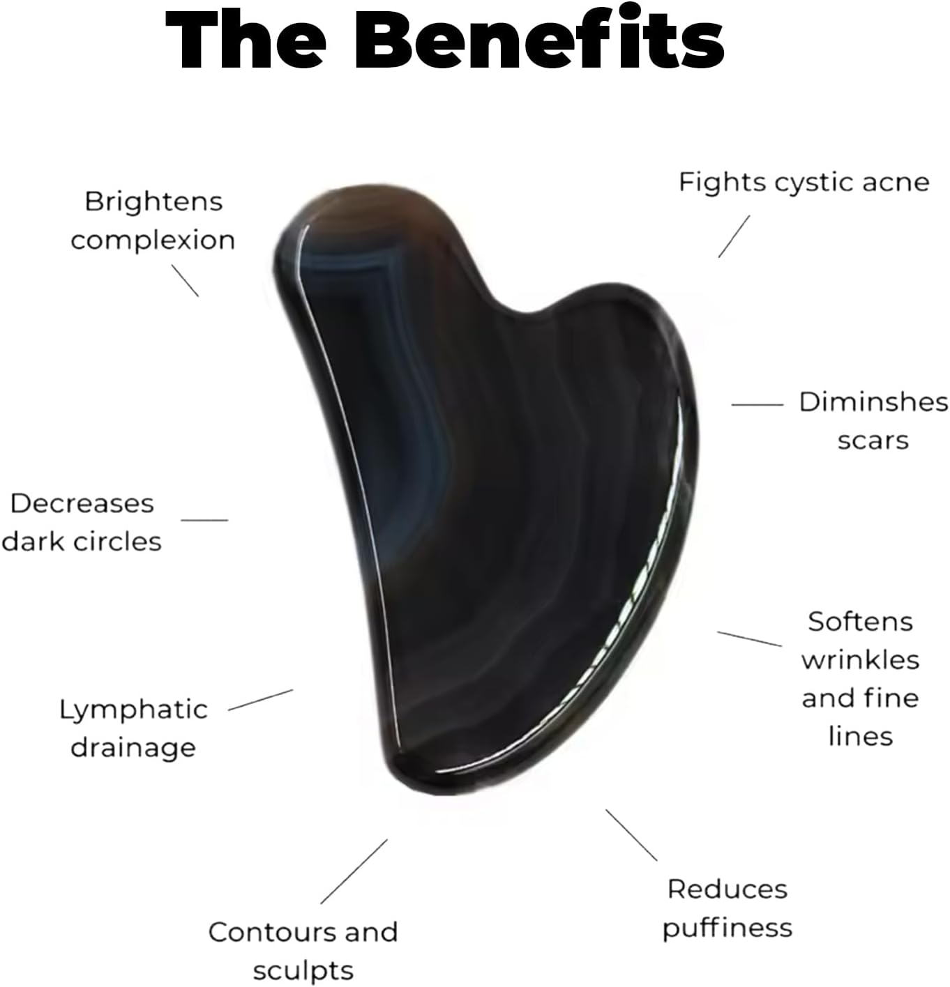 Gua Sha Facial Tools & Face Roller by ROSELYNBOUTIQUE Original Face Massager for Puffiness Wrinkless Skin Care Routine - Self Care Gift for Men Women (Black Obsidian)