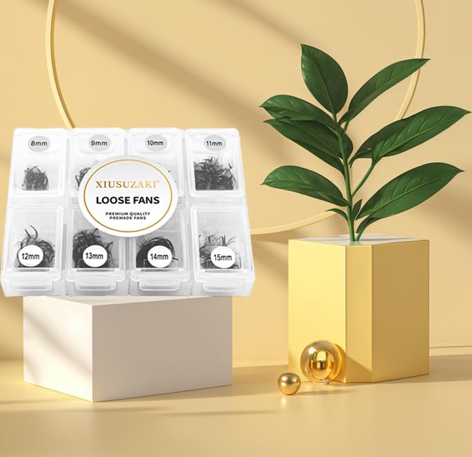Premade Fans Eyelash Extensions 600 Fans 7D Premade Lash Fans Volume Lash Extensions 0.07 Thickness Eyelash Extension C Curl Mix 8-15mm Fluffy Soft Handmade Loose Fan(600Fans-7D-0.07-C,8-15mm)