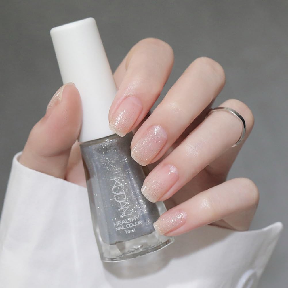 Nail Polish set - Nail Lacquer Quick Dry, Full Size, Vibrant, Colorful, Trendy, Glitter, Glossy, Metallic, Matte Nail Art Nail Shades (N37 flickers fine silver, 52g)