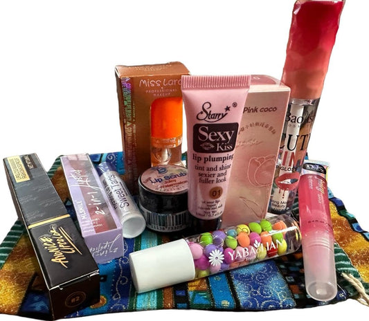Lip Prodiuct Gift Sack With An Unique Assortment of Lip Products, 10 Total and Maybe Some Extras, By Diva Stuff