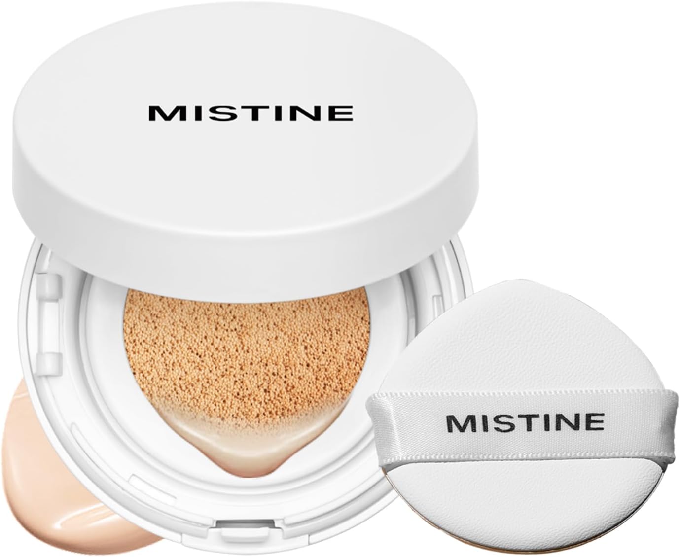 Mistine Tavel Size Air Cushion Foundation Glow Hydrating Finish Medium Coverage Foundation Makeup for Dry Skin,24H Hydrating Long-Lasting Waterproof Smudge Proof, Ivory