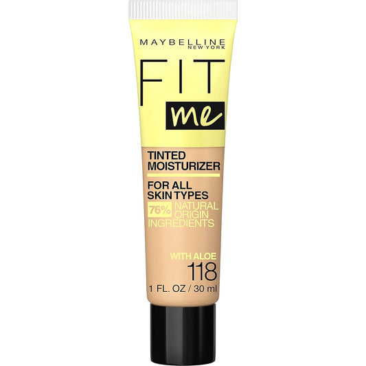 Maybelline Fit Me Tinted Moisturizer, Natural Coverage, Face Makeup, 118, 1 Count