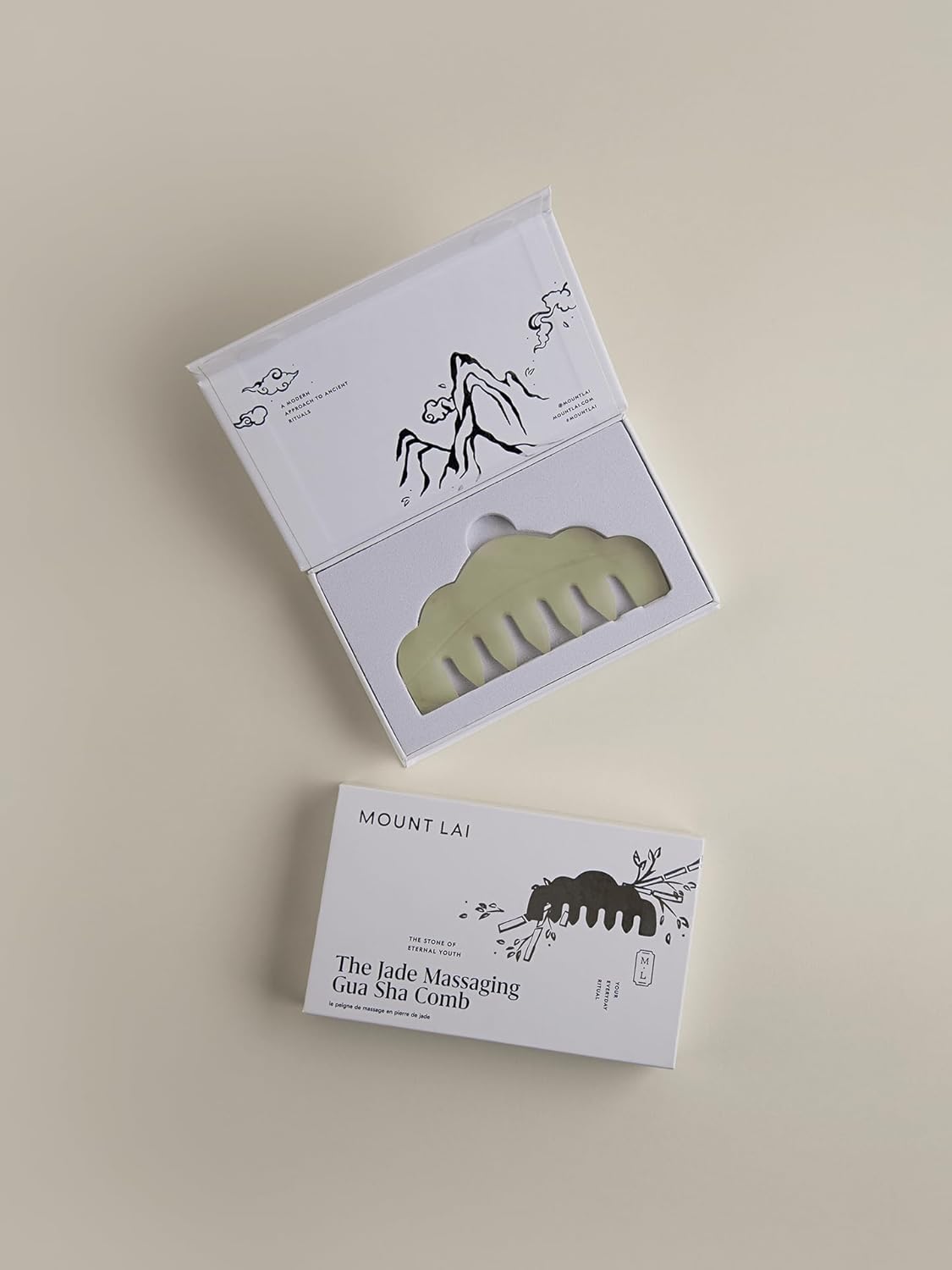 Mount Lai Hand-Carved Natural Jade Gua Sha Scalp Comb – Scalp Massager & Scraping Guasha Tool for Relaxation, Blood Circulation & Cooling