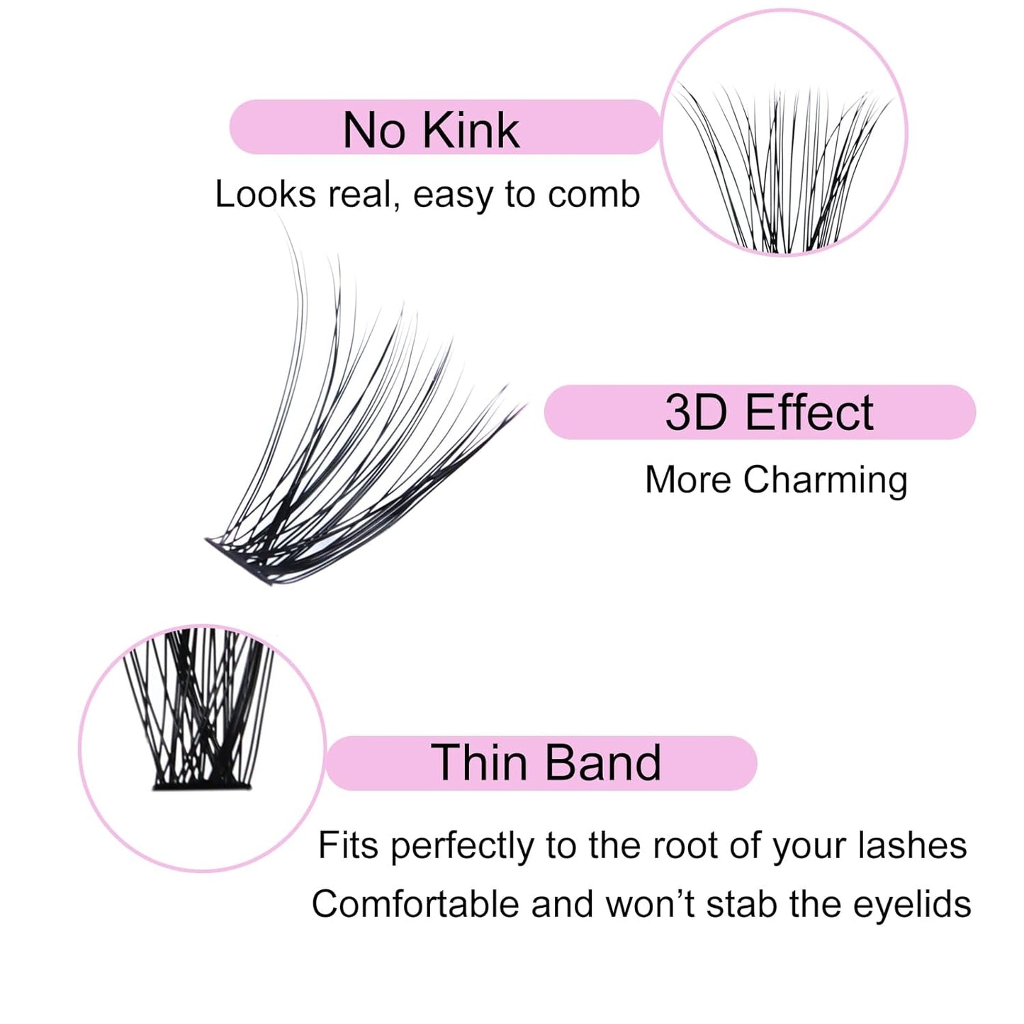 Eyelash Clusters LAUBESS Lash Clusters Individual Lashes Cluster Eyelash Extensions DIY at Home Waterproof Cluster Lashes (40D-D-17)