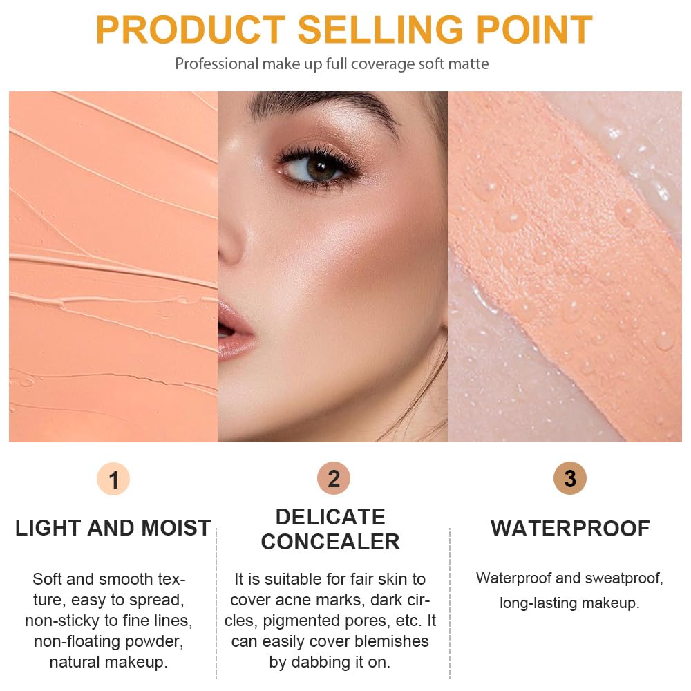 Pot Concealer with Makeup Brush Set,Tattoo Color Correcting Concealer,Full Face Color Correcting Conceal Foundation,Under Eye Concealer Brightener Dark Eye Ring corrector de ojeras (05-MEDIUM HONEY)