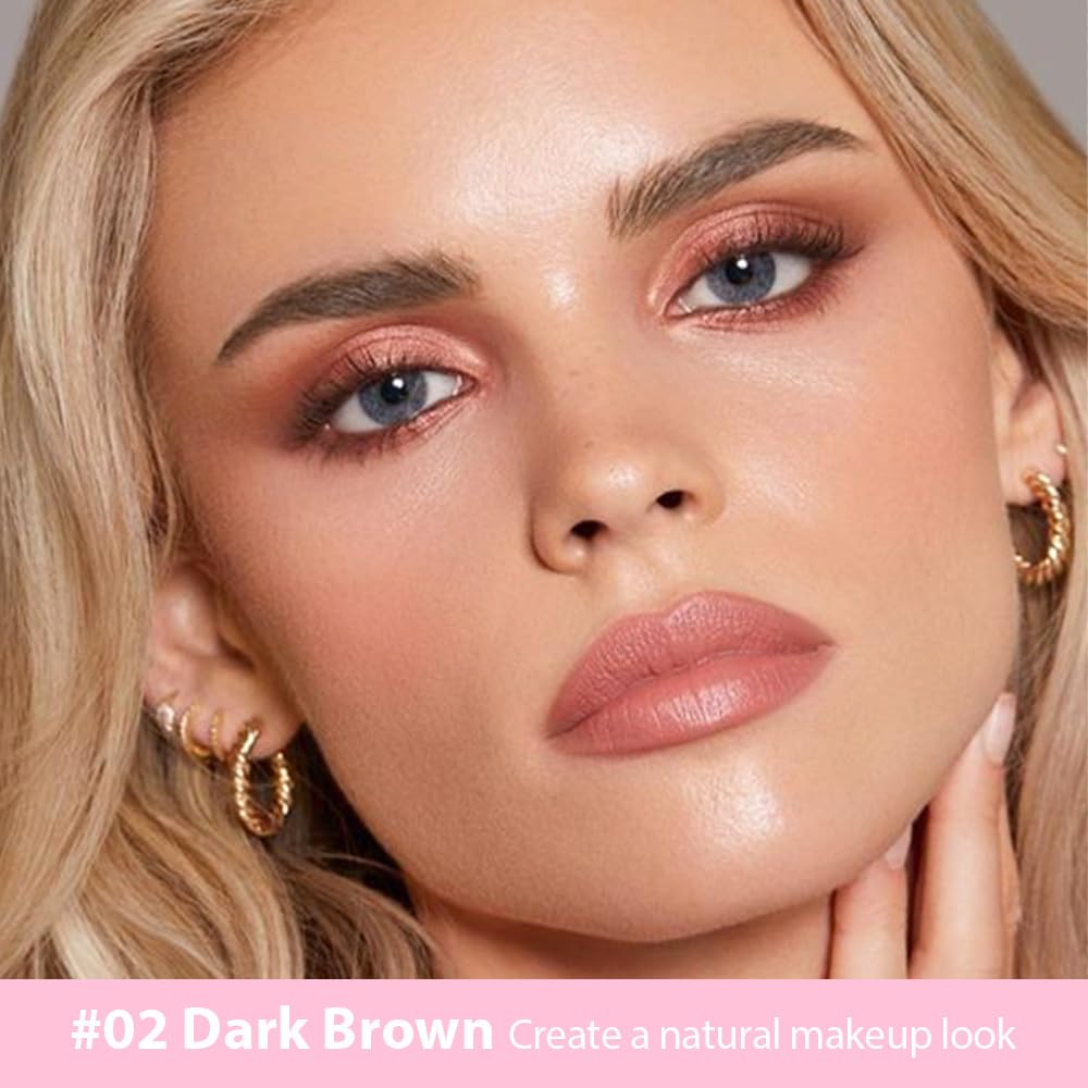 evpct 1Pcs Dark Brown Magic Microblading Eyebrow Contouring Pen Brow Pencil, with 4 Brush Micro-Fork-Tips Precise Applicator, Dual-ended Eyebrow Brush, Hair Like Strokes, Natural Looking Brows