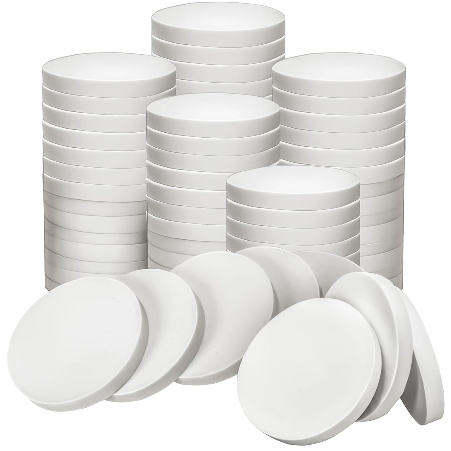 MotBach 100 PCS White Round Makeup Sponge, Cosmetic Sponge Round Foam Pad Eye Facial Powder Puff, Beauty Makeup Foundation Powder Blender for Women Lady All Skin Types Wet and Dry Dual Use