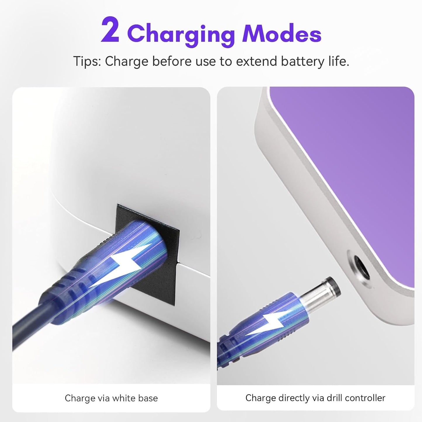 Makartt Professional Nail Drill - 35000RPM Electric Nail File with 60W Coreless Motor, 2 in 1 Desktop & Portable Rechargeable E File with Drill Bits and LCD Display, Nouvella Purple