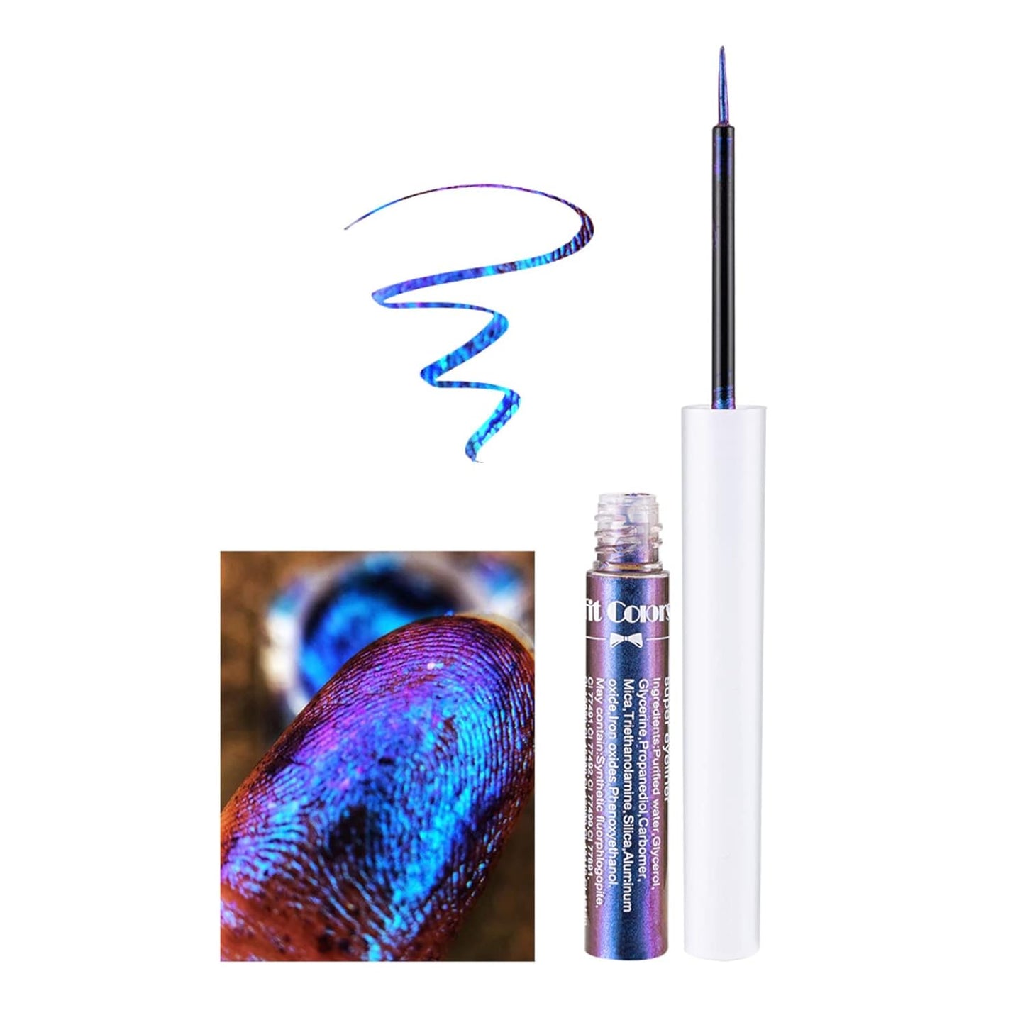 Corleone Glitter Liquid Eyeliner, Metallic Change Color Rainbow Eyeliner Gel MultiColor Highly Pigmented Waterproof Longer-Lasting Colorful Eye Liner Gift Kit for Women and Girls (A2)