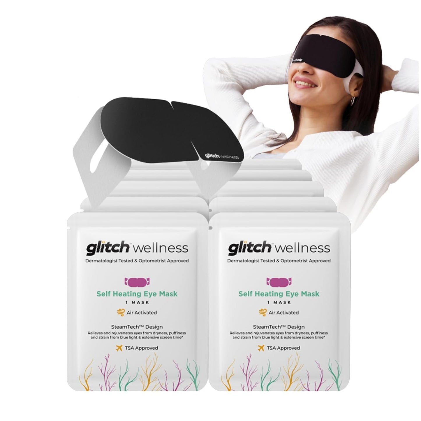 Wellness Steamtech Self Heated Eye Masks for Dry Eyes - 30 Eye Warm Compress for Fatigue and Dryness - Steam Eye Mask for Dry Eyes, Dry Eye Relief Product, 30 Disposable Eye Mask Heated.