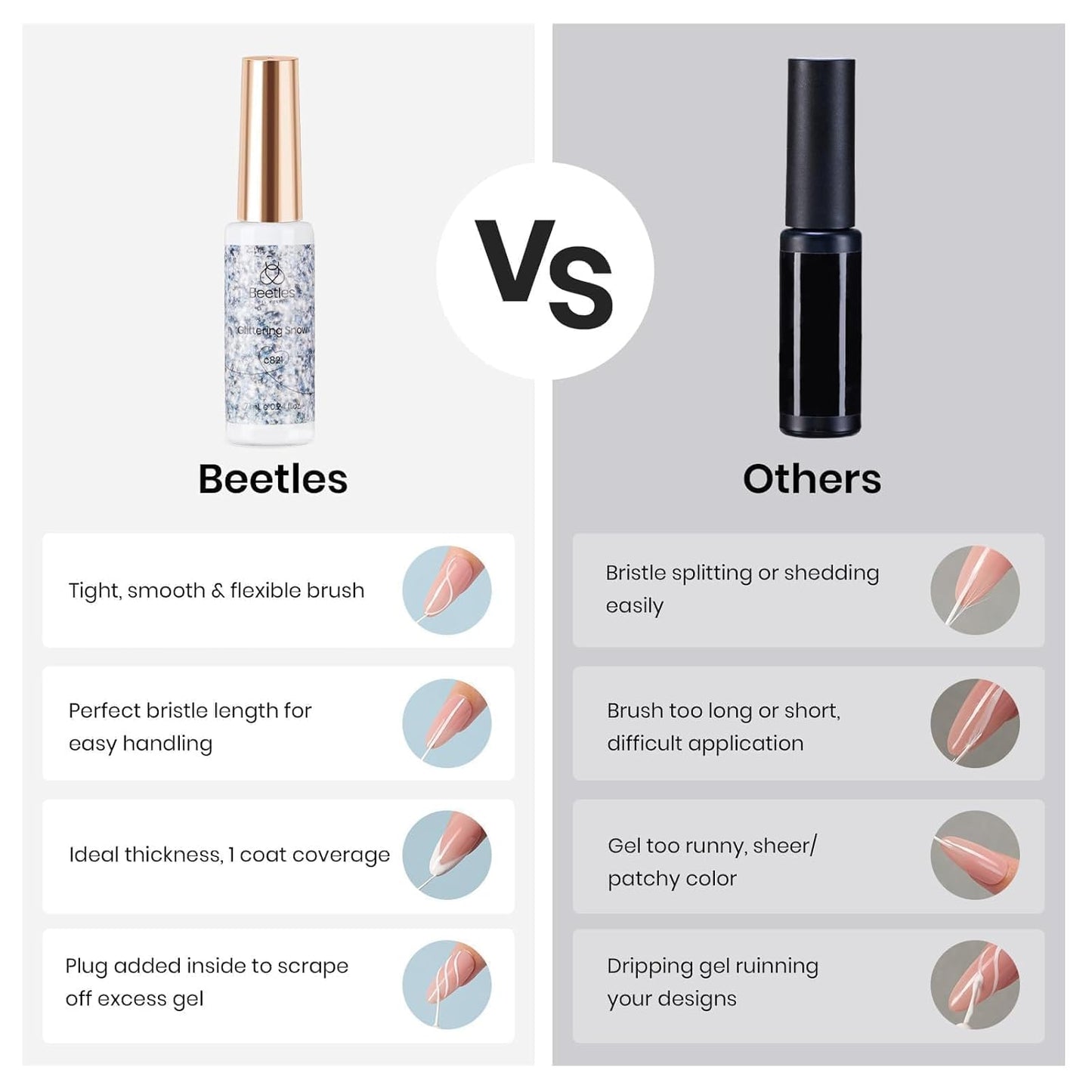 beetles Gel Polish Silver Glitter Gel Polish 1pcs 7ml Reflective Silver Glitter Liner Gel Polish for Gel Art Paint Sparkly Shiny Gel Nail Polish Liner for Women