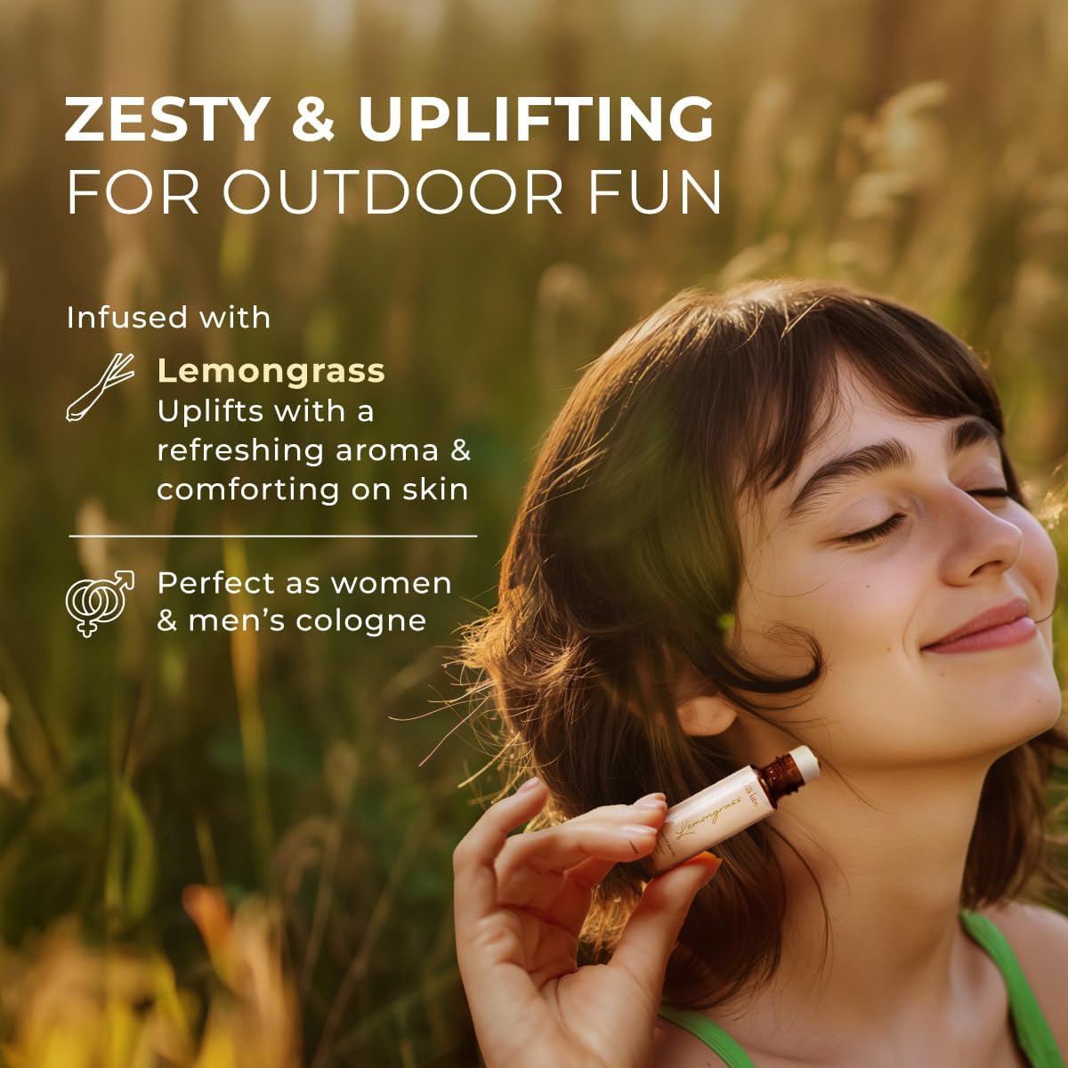 Gya Labs Lemongrass Essential Oil Roll on for Skin - Refreshing Aromatherapy for Outdoor Protection - 100% Pure Natural Lemongrass Oil Perfume Roller - Travel Size (0.34 Fl Oz)