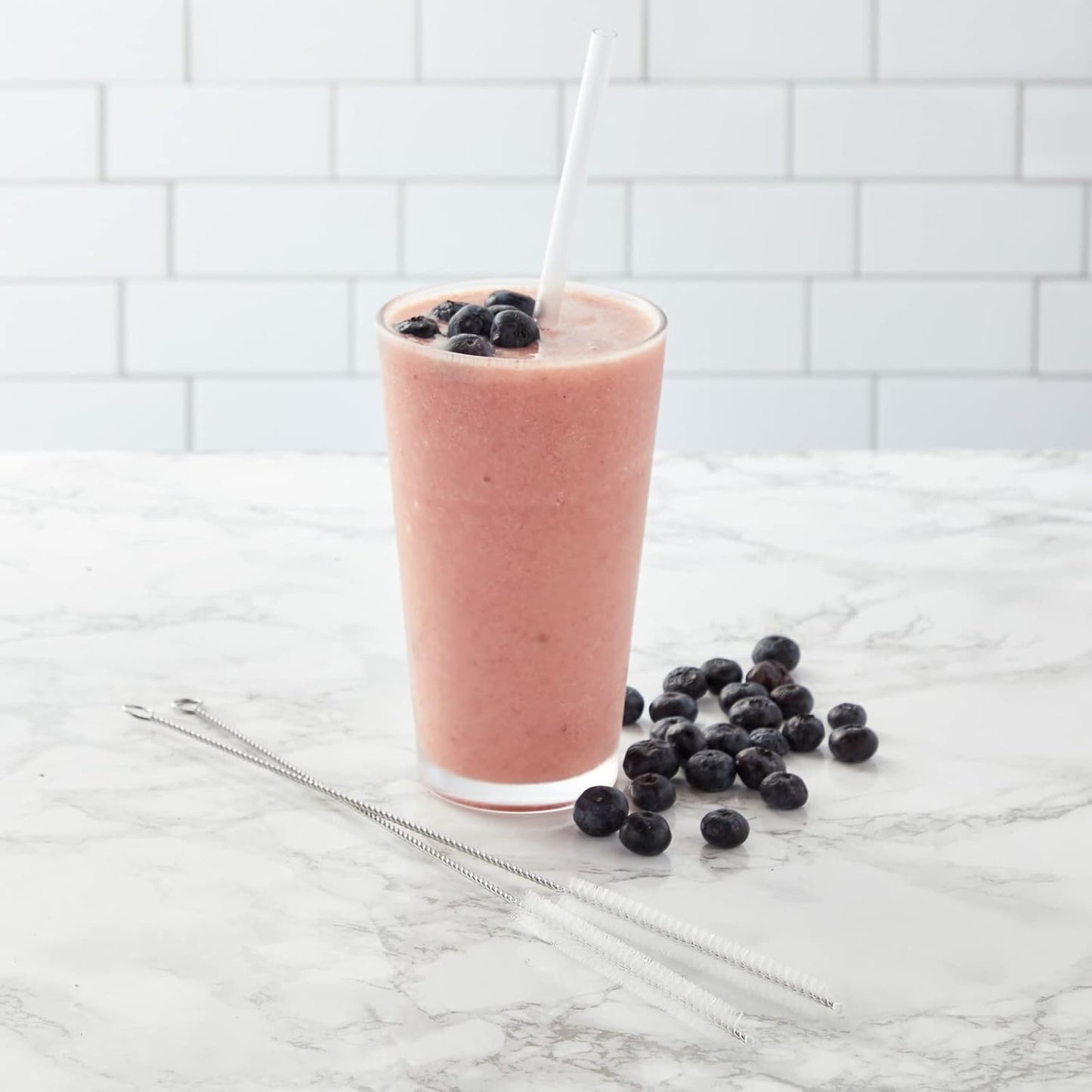 Juvale Straw Cleaner Brush - 12 In, Silver & White, 4-Pack - Stainless Steel Straw Cleaner Brush for Water Bottles & Pipes with Flexible Nylon Tip for Narrow Openings