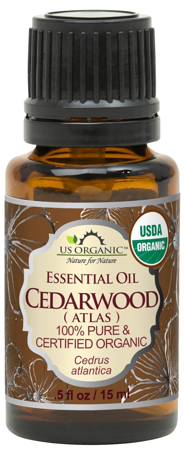 US Organic 100% Pure Cedarwood Essential Oil (Atlas) - USDA Certified Organic, Steam Distilled (More Size Variations Available) (15 ml / .5 fl oz)