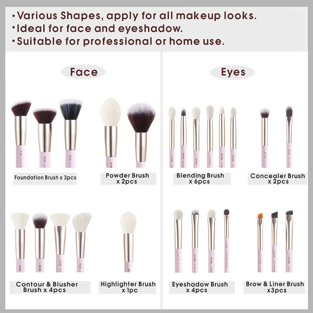 Jessup Makeup Brushes Set Professional Makeup Brush Eyeshadow Blending Powder Foundation Blusher Concealer 25pcs with Cosmetics Storage Box, Blushing Bride T295