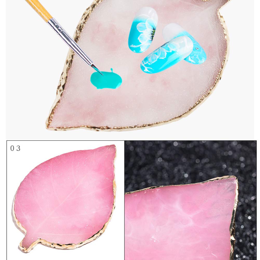 Resin Nail Art Plate Palette,Makeup Palettes,Gel Polish Color Mixing Plate Drawing Painting Color Palette,Golden Edge Heart Shaped Nail Art Display Holder