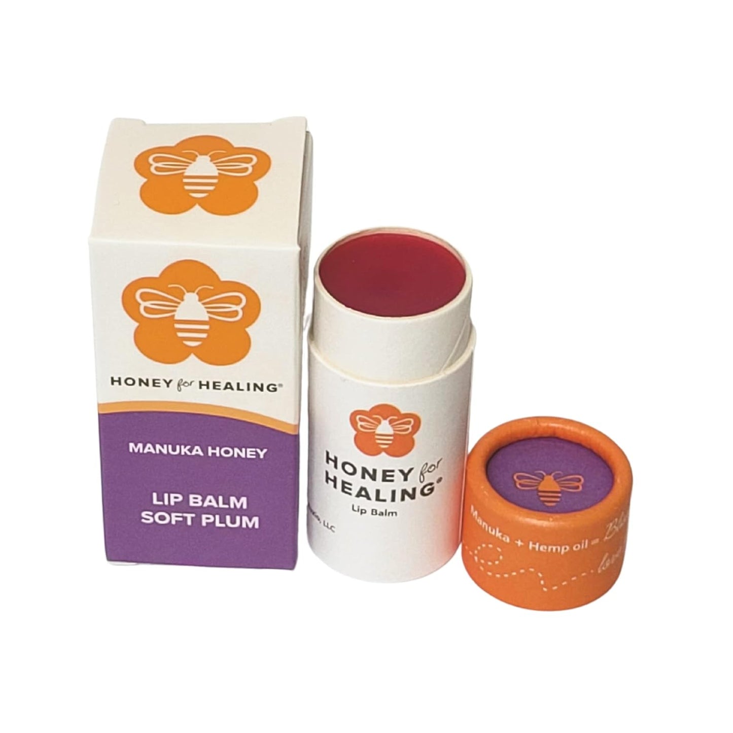 Lip Balm Moisturizer with Manuka Honey 15+ UMF, Coconut Oil, and Castor Oil For Chapped, Cracked, Dry Lips | Protects, Smoothes, and Nourishes your Lips | 0.25 oz / 7 gr (Soft Plum)