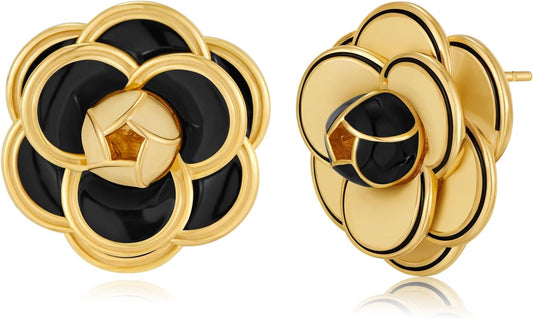 CLASSYZINT Gold/White/Red/Black Flower Stud Earrings For Women